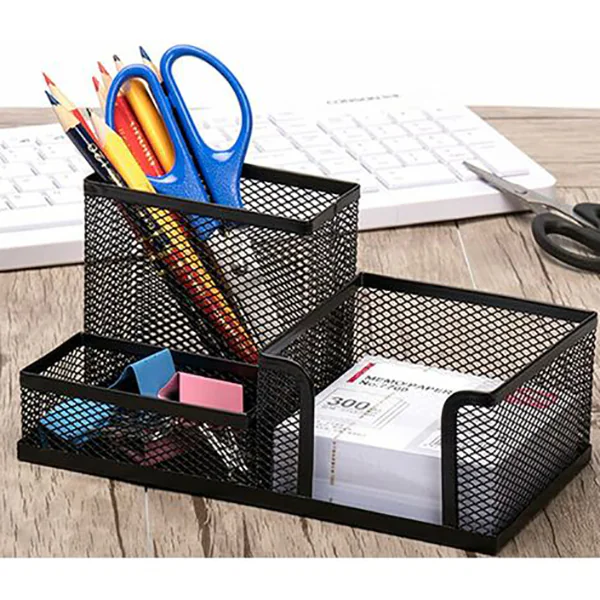 ORGANISATEUR DE BUREAU METAL 3 COMPARTIMENTS NOIR